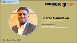 Enterprise IT World - Cyber Sentinel Award 2020 Enterprise IT World - Cyber Sentinel Award 2020