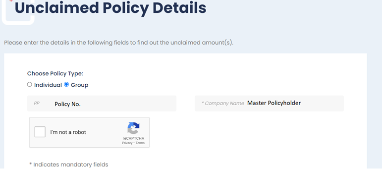 Unclaimed policydetails