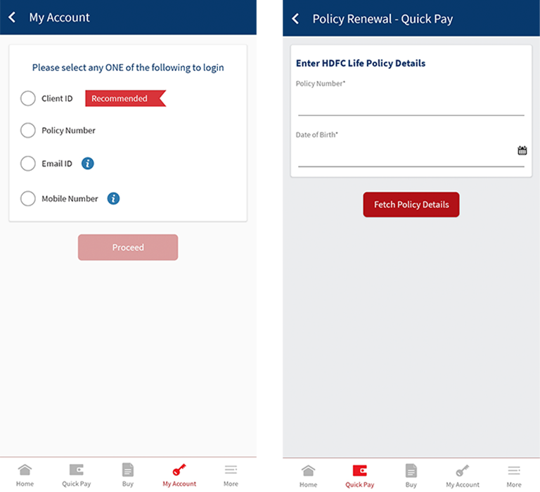 Pay renewal premium through HDFC Life App
